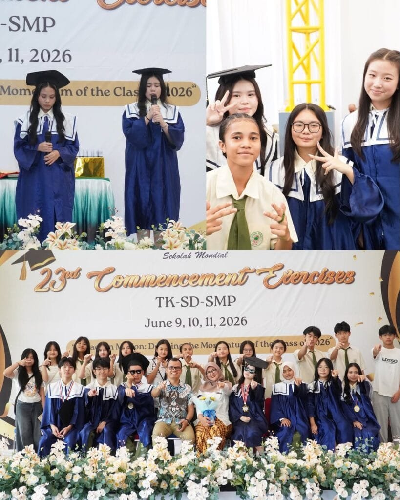 Junior High School students at a Sekolah Mondial commencement ceremony